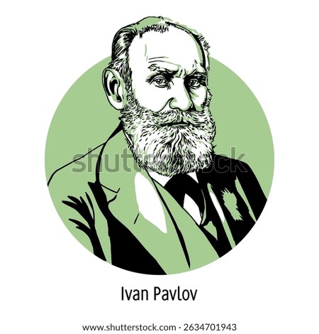 Ivan Pavlov is a Russian and Soviet scientist, physiologist, founder of the science of higher nervous activity, Nobel Prize laureate. Hand drawn vector illustration