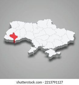 Ivano-Frankivsk Oblast. Region location within Ukraine 3d isometric map
