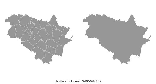 Ivanovo Oblast map, administrative division of Russia. Vector illustration.