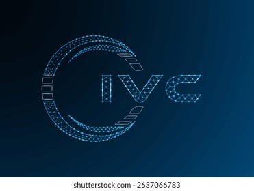 IVC low poly letter logo vector design. IVC lower poly logo design. Low poly logo.
