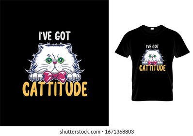 I've got cattitude- Cat T-shirt.Vector illustration.T-shirt graphics Can be used for print, children wear, Baby shower celebration and poster.Cat label.Cat logo.