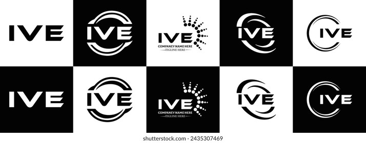 IVE logo. I V E design. White IVE letter. IVE, I V E letter logo design. Initial letter IVE linked circle uppercase monogram logo.