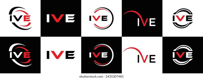 IVE logo. I V E design. White IVE letter. IVE, I V E letter logo design. Initial letter IVE linked circle uppercase monogram logo.