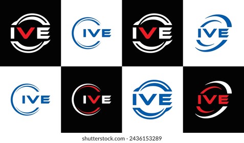IVE logo. I V E design. White IVE letter. IVE, I V E letter logo design. Initial letter IVE linked circle uppercase monogram logo.