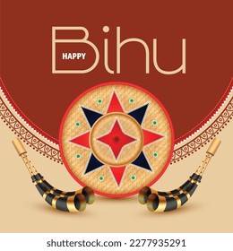 IVector llustration Of Assamese New Year Bihu Happy Bihu. Harvest Festival Of Assam