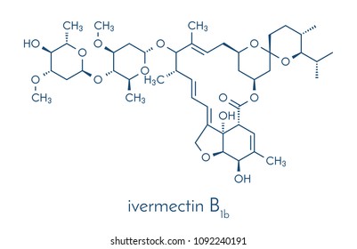 Ivermectin Antiparasitic Drug Molecule. Used In Treatment Of River Blindness, Scabies, Head Lice, Etc. Skeletal Formula.