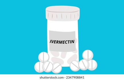 ivermectin generic pills pharmacy bottle and COVID-19 virus variant Eris.