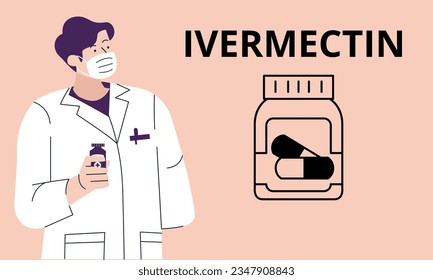 frasco de farmacia de píldoras genéricas de ivermectina y variante de virus COVID-19 Eris.