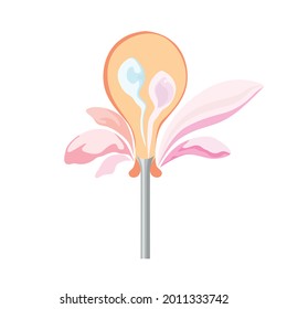 
Concepción de FIV. Órganos femeninos en forma de flor. Concepto de concepción reproductiva infantil. Plantilla para un logotipo. Ilustración vectorial.
