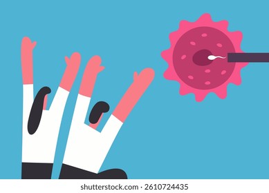 IVF doctor explaining procedure to couple. Flat vector illustration.