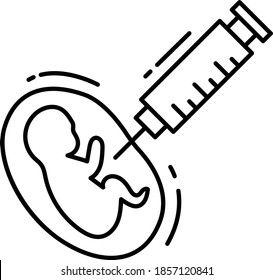 IVF Logo Sign Concept,  foetus with vial Vector Icon Design, In Vitro Fertilization Symbol on White Background, Pregnancy and obstetrician Sign,