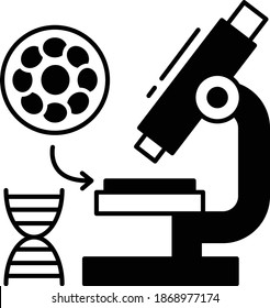 Diseño de iconos glifos de vectores de procesos de FIV, símbolo de fertilización in vitro sobre fondo blanco, signo de embarazo y obstetricia, concepto de prueba de diagnóstico genético preimplantacional, 