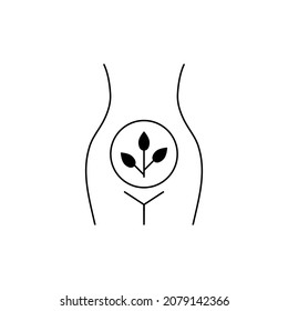 IVF symbol. Pregnant woman. Conception illustration. Female belly and embryo metaphor.