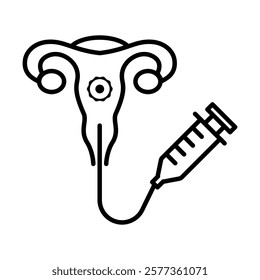 IVF with a syringe and uterus icon symbol illustration