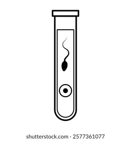 IVF with a test tube and sperm icon symbol illustration