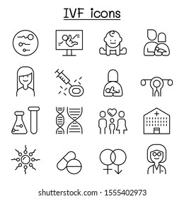 IVF, In Vitro Fertilization icon set in thin line style