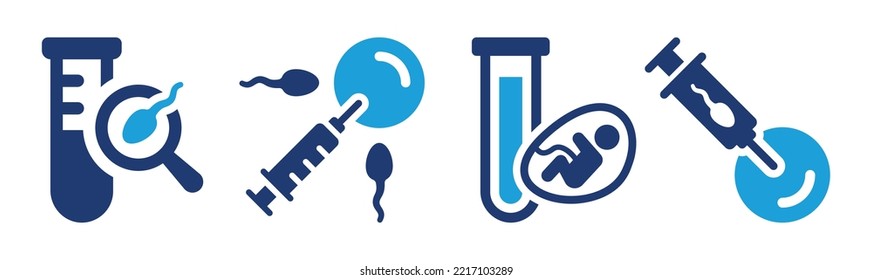 IVF - In vitro fertilization icon set. Reproductive system concept. Artificial insemination symbol vector illustration.