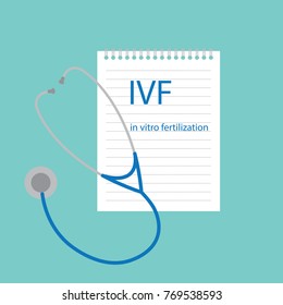 IVF In Vitro Fertilization written in notebook- vector illustration