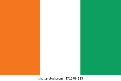 Ivorian flag vector graphic. Rectangle Cote d'Ivorie flag illustration. Ivorian country flag is a symbol of freedom, patriotism and independence.
