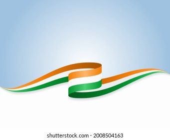 Ivorian flag wavy abstract background. Vector illustration.