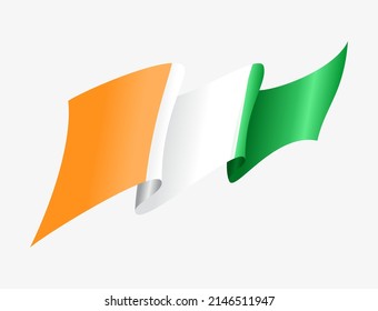 Ivorian flag wavy abstract background. Vector illustration.