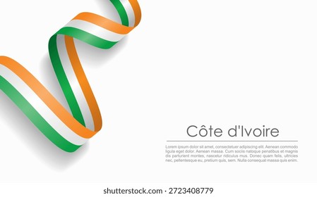 Ivorian flag wavy ribbon, symbolizing national pride, ideal for patriotic or cultural design themes. Vector illustration.