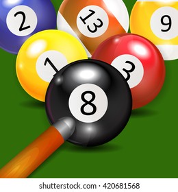 Ivories, Billiard Balls Background Vector Illustration
