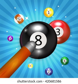 Ivories, Billiard Balls Background Vector Illustration
