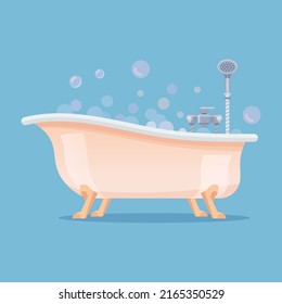 Ivory bathtub or bath, vector icon or banner.