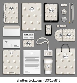 Ivory, beige, grey corporate identity template set. Business stationery mock-up with logo. Branding design. 