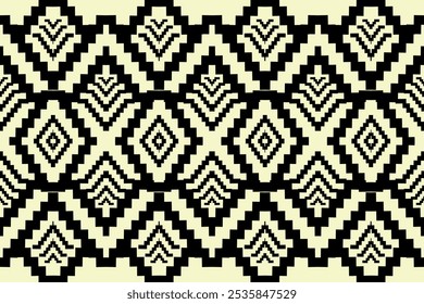 Ivory and Black Bold Tribal Diamond Pattern: Seamless Geometric Design for Modern Interiors and Textiles