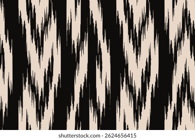 Ivoor zwarte ikat verticale vlam, ornament eindeloze kleurrijke streep wazig patroon mode textiel mooie etniciteit ogee print abstracte dynamische etnische stof grunge hand trekken doek streak hoek
