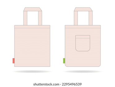 Conjuntos de Mockup de plantilla vacía de la bolsa de marfil en blanco. Ilustración vectorial de las bolsas de maqueta