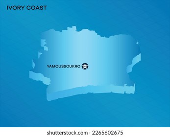 ivory coast 3D Isometric map with Capital Mark Yamoussoukro Vector Illustration Design