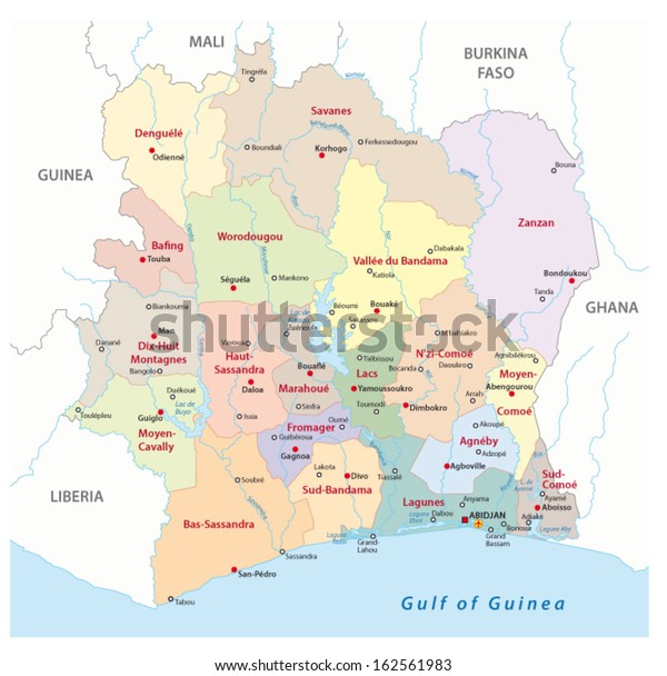 Ivory Coast Administrative Map 600w 162561983 