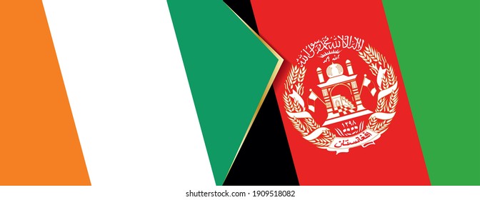 Ivory Coast and Afghanistan flags, two vector flags symbol of relationship or confrontation.