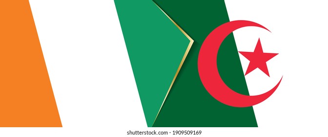 Die Flagge von Côte d'Ivoire und Algerien, zwei Vektorflaggen Symbol für Beziehung oder Konfrontation.