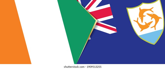 Ivory Coast and Anguilla flags, two vector flags symbol of relationship or confrontation.