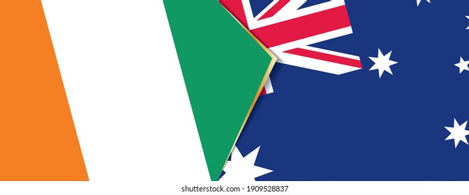 Ivory Coast and Australia flags, two vector flags symbol of relationship or confrontation.