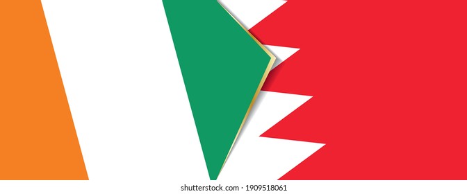 Ivory Coast and Bahrain flags, two vector flags symbol of relationship or confrontation.