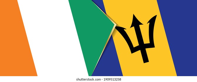 Ivory Coast and Barbados flags, two vector flags symbol of relationship or confrontation.