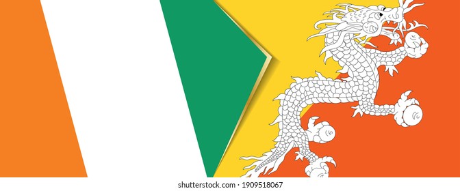 Banderas de Costa de Marfil y Bután, dos banderas vectoriales símbolo de relación o enfrentamiento.
