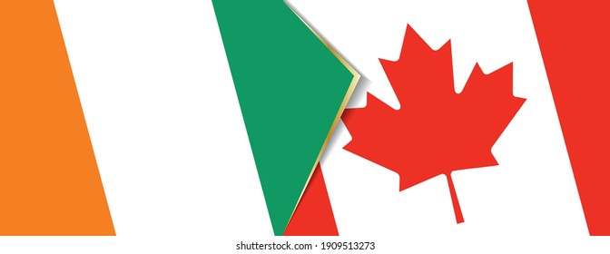 Ivory Coast and Canada flags, two vector flags symbol of relationship or confrontation.