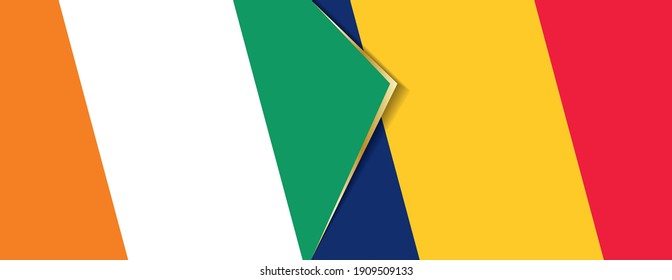 Ivory Coast and Chad flags, two vector flags symbol of relationship or confrontation.