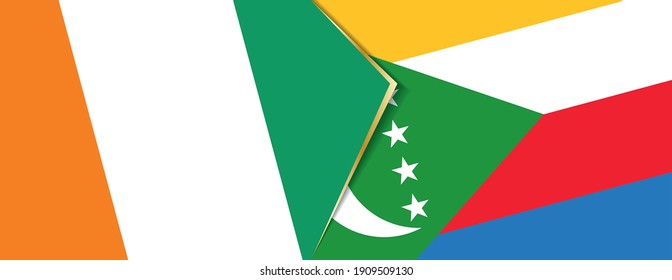 Die Flagge von Côte d'Ivoire und die der Komoren, zwei Vektorflaggen Symbol für Beziehung oder Konfrontation.