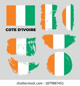 Ivory Coast contry flag with high resolution vector. Vector illustration Cote dIvoire grunge set