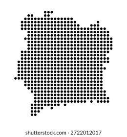 Costa do Marfim mapa pontilhado do país. Ilustração em pixel com ponto preto isolada em fundo branco. Mosaico vetorial.