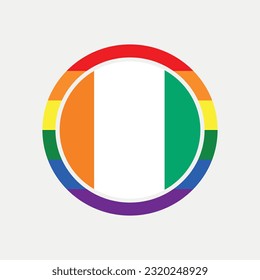 Ivory Coast country flag circle - lgbt flag graphic element Illustration template design
