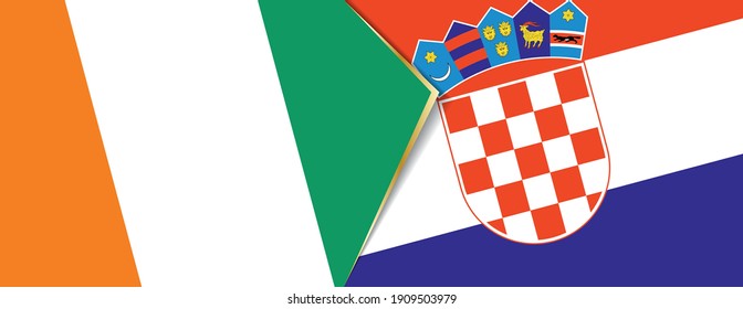 Ivory Coast and Croatia flags, two vector flags symbol of relationship or confrontation.