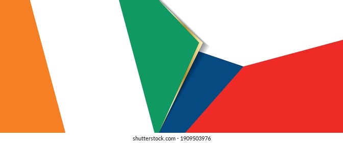Banderas de Costa de Marfil y la República Checa, dos banderas vectoriales símbolo de relación o enfrentamiento.